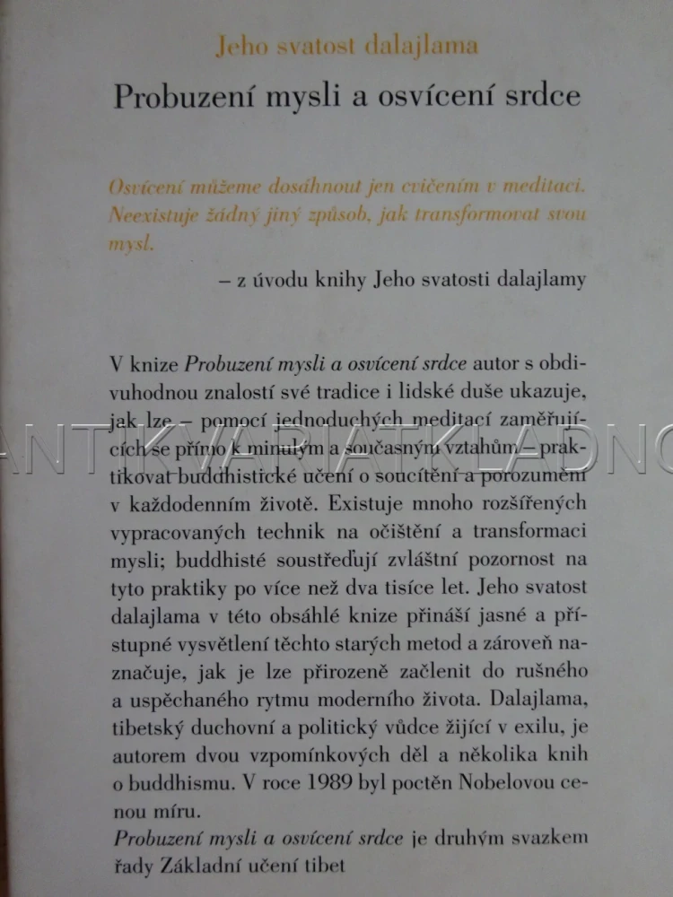 JEHO SVATOST DALAJLAMA, PROBUZENÍ MYSLI A OSVÍCENÍ SRDCE, **an
