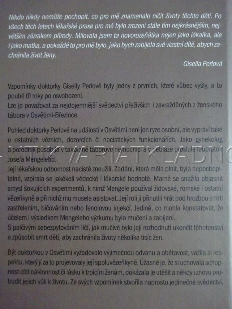 BYLA JSEM DOKTORKOU V OSVĚTIMI, GISELLA PERLOVÁ, **an