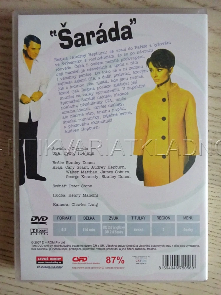 ŠARÁDA, CARY GRANT, AUDREY HEPBURN, DVD FILM