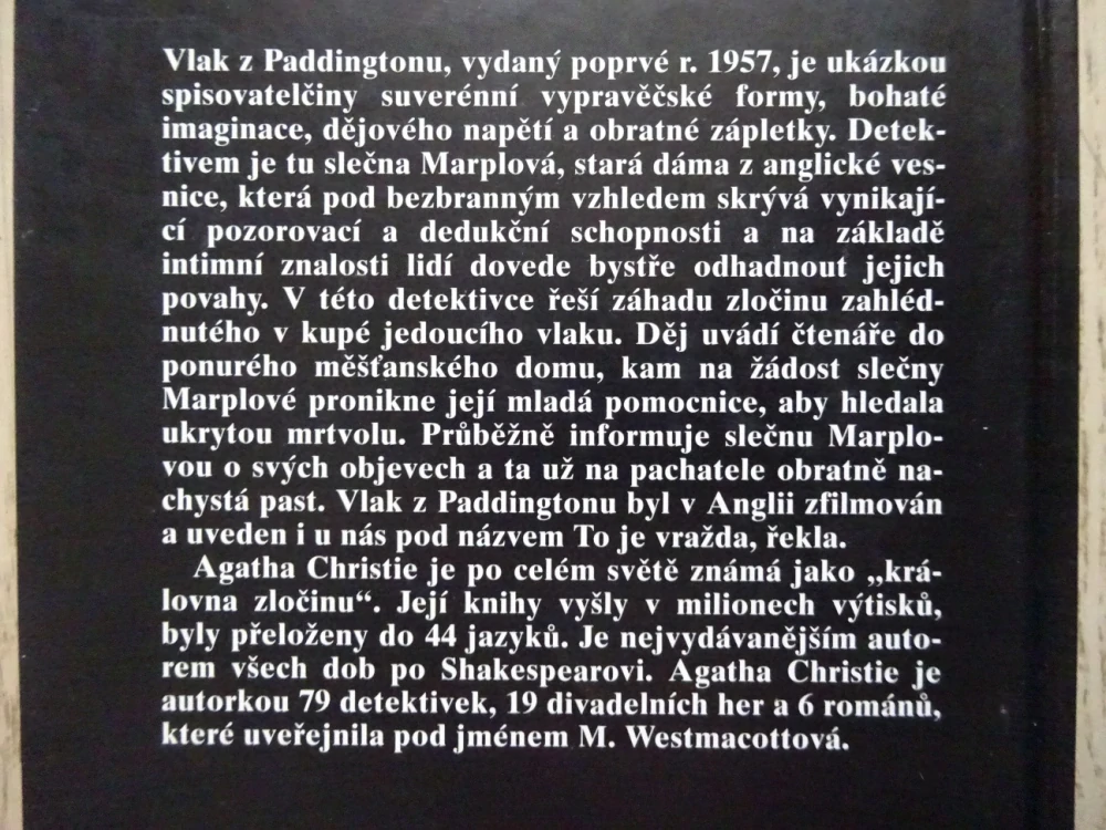 VLAK Z PADDINGTONU, AGATHA CHRISTIE, **an