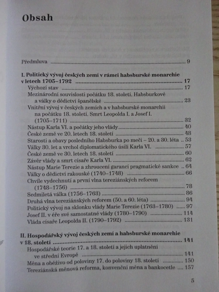 ČESKÉ ZEMĚ V LETECH 1705-1792, ROMAN VONDRA,  **an