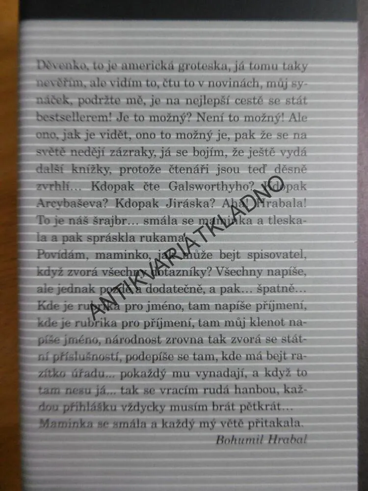 PROLUKY, BOHUMIL HRABAL, **an