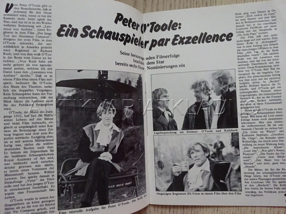 V ROLI KASKADÉRA, PETER O'TOOLE, FILM, BIO PROGRAM NĚMECKY