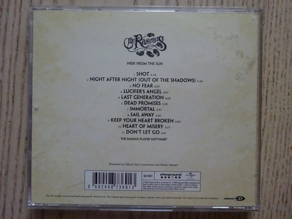 THE RASMUS, HIDE FROM SUN, CD HUDBA