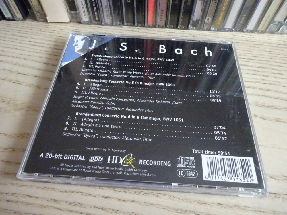 J. S. BACH, BRANDENBURG CONCERTS NO. 4, 5, 6, CD HUDBA