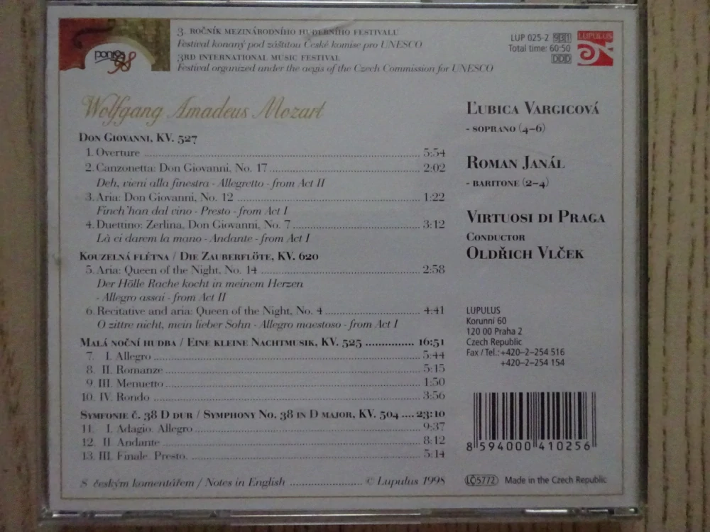 WOLFGANG AMADEUS MOZART, CD HUDBA