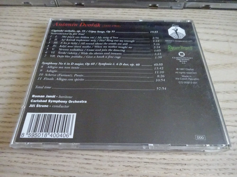 ANTONÍN DVOŘÁK, GIPSY SONGS, SYMPHONY NO. 6, CD HUDBA