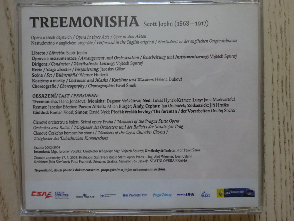 TREEMONISHA, STÁTNÍ OPERA PRAHA, CD HUDBA