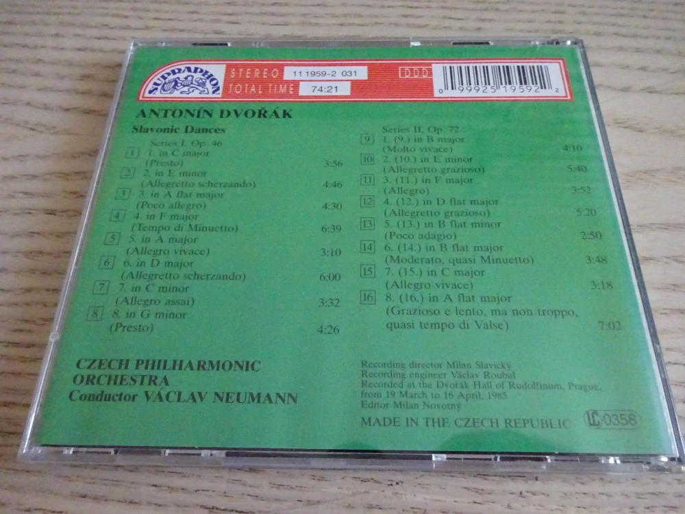 ANTONÍN DVOŘÁK, SLAVONIC DANCES, CD HUDBA