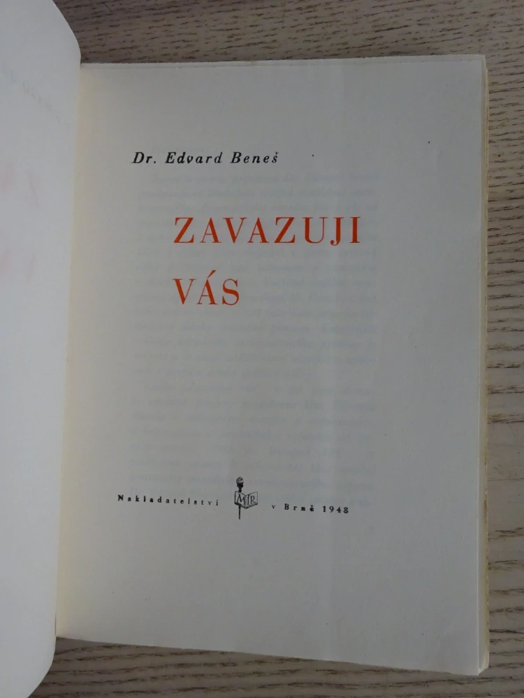 ZAVAZUJI VÁS, DR. EDVARD BENEŠ, 1948, **an