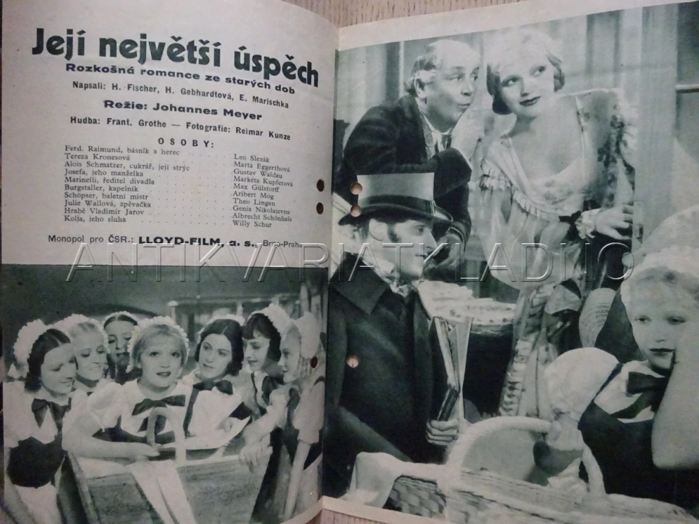 JEJÍ NEJVĚTŠÍ ÚSPĚCH, L. SLEZÁK, BIO PROGRAM Č. 221, 1935