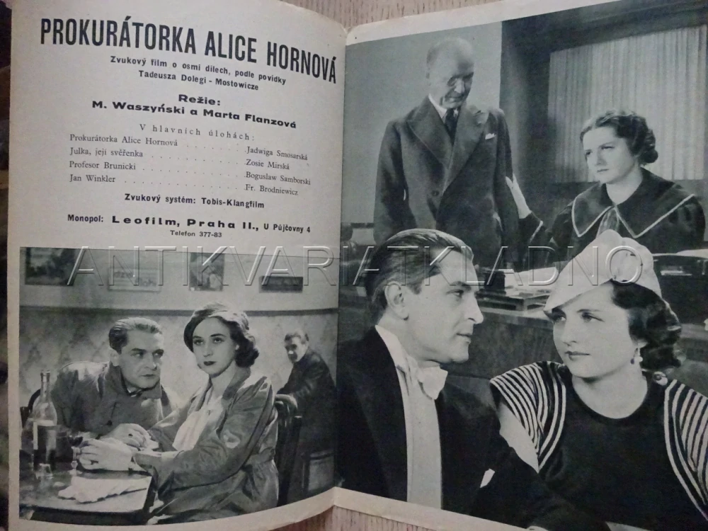 PROKURÁTORKA ALICE HORNOVÁ, J. SMORSARSKA, BIO PROGRAM Č. 242, 1935
