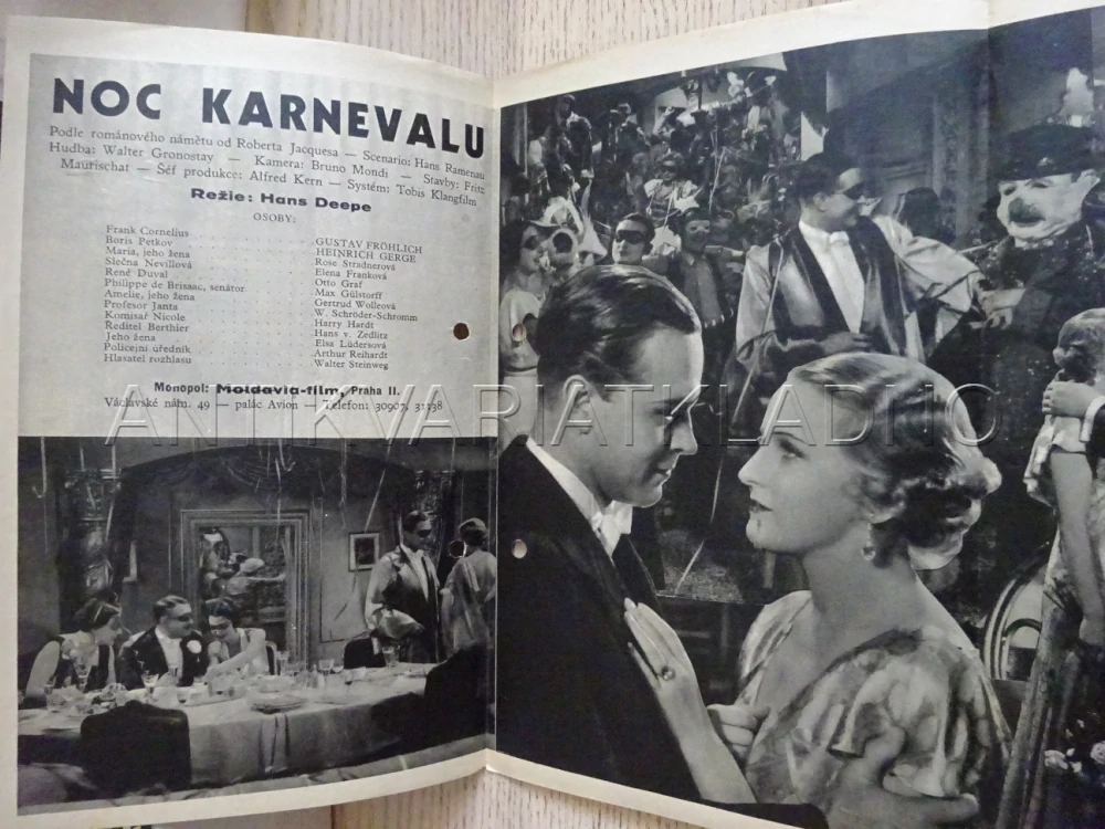 NOC KARNEVALU, G. FRÖHLICH, BIO PROGRAM Č. 270, 1935