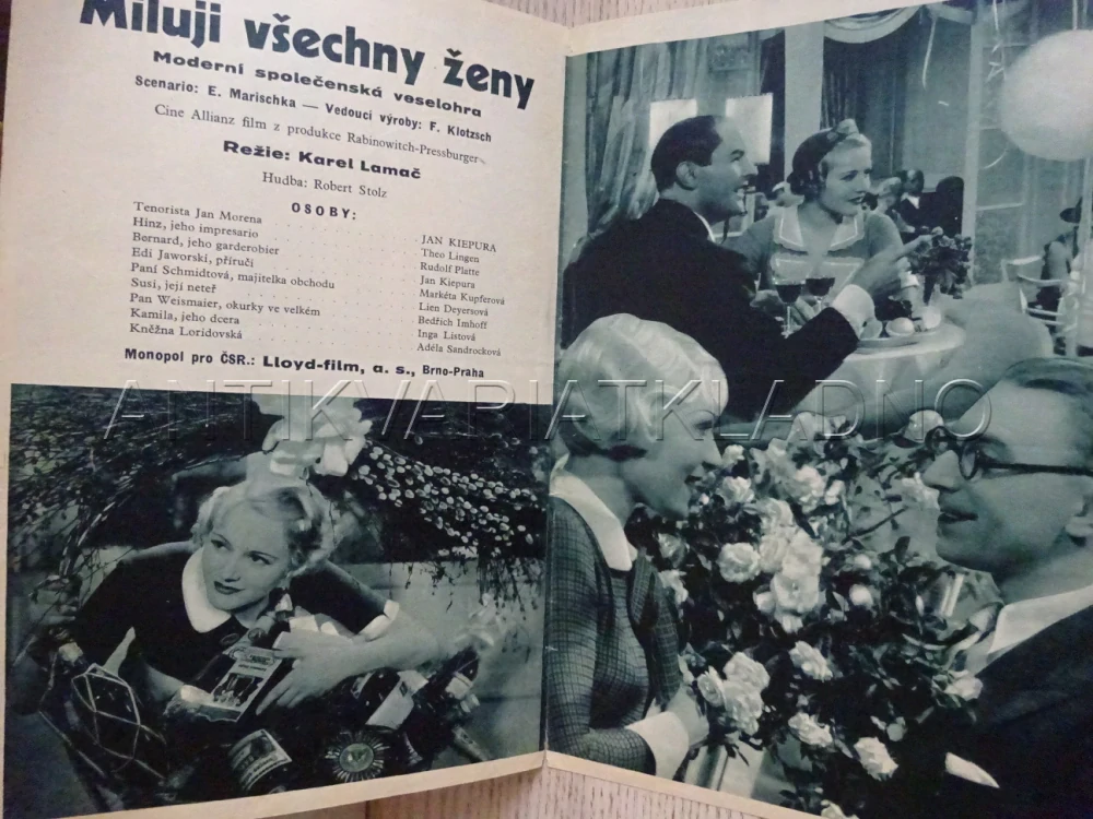 MILUJI VŠECHNY ŽENY, J. KIEPURA, BIO PROGRAM Č. 293, 1935
