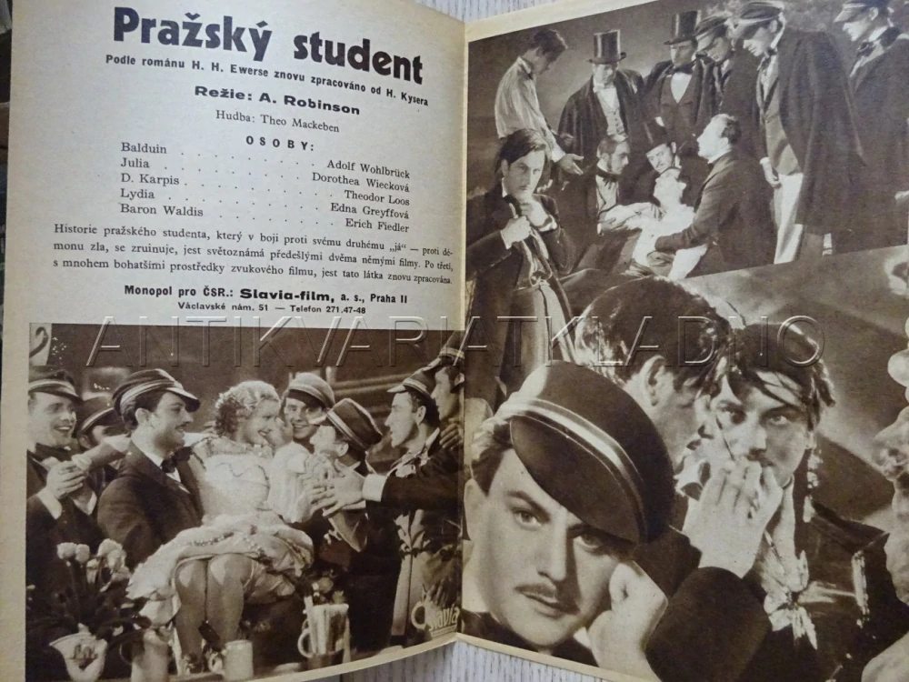 PRAŽSKÝ STUDENT, A. WOHLBRUCK, BIO PROGRAM Č. 322, 1935