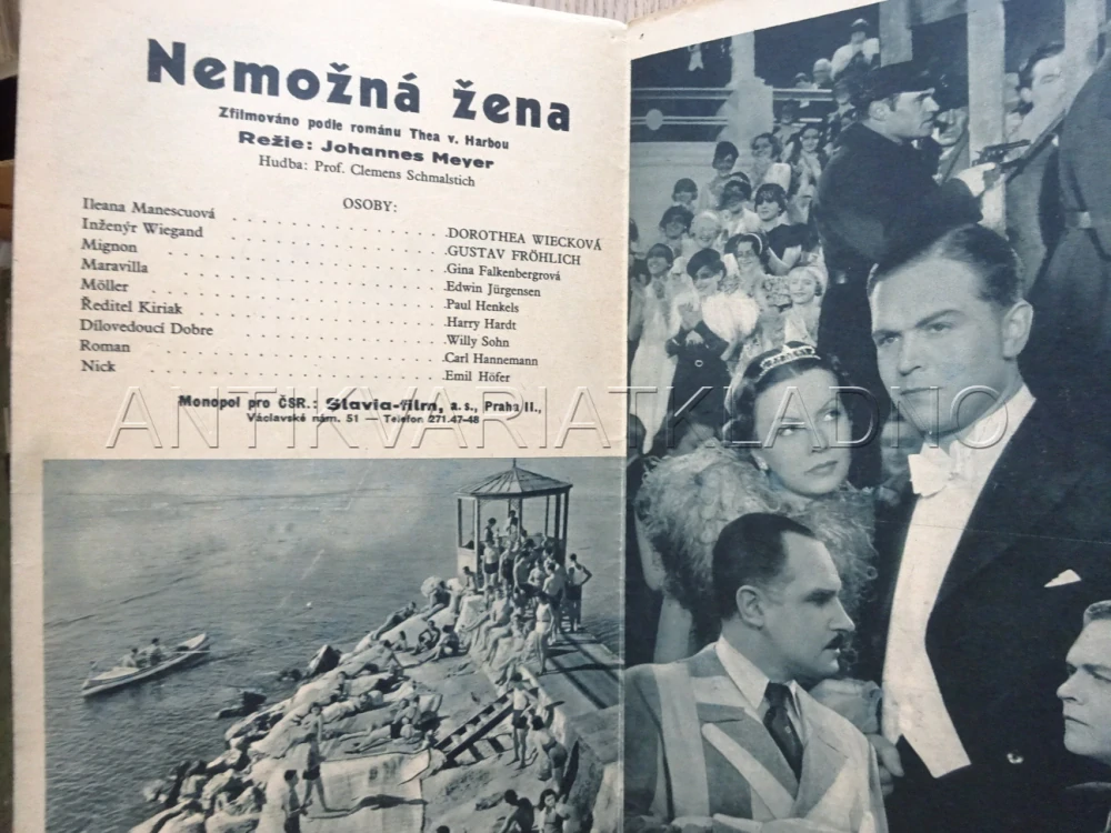 NEMOŽNÁ ŽENA, G. FRÖHLICH, BIO PROGRAM Č. 346, 1936