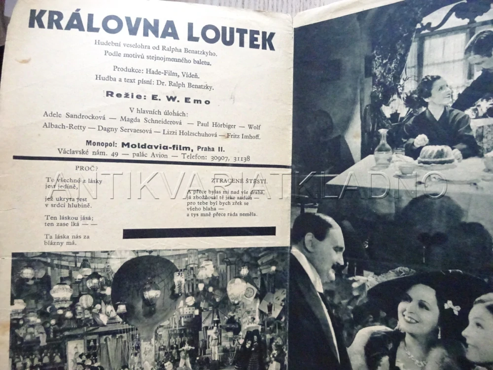 KRÁLOVNA LOUTEK, A. SANDROCK, BIO PROGRAM Č. 363, 1936