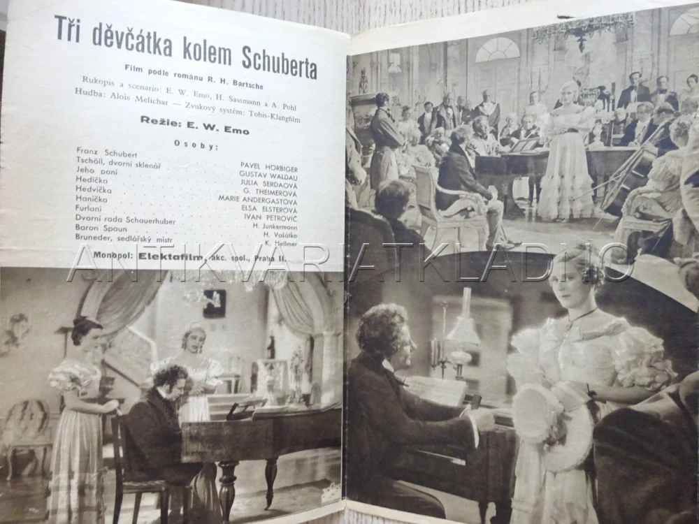 TŘI DĚVČÁTKA KOLEM SCHUBERTA, P. HORBIGER, BIO PROGRAM Č. 382, 1936