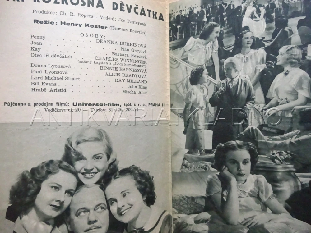 TŘI ROZKOŠNÁ DĚVČÁTKA, D. DURBIN, BIO PROGRAM Č. 440, 1936