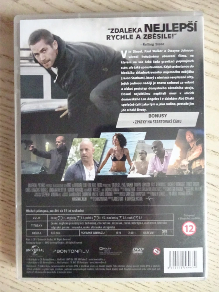 RYCHLE A ZBĚSILE 7, V. DIESEL, P. WALKER, DVD FILM