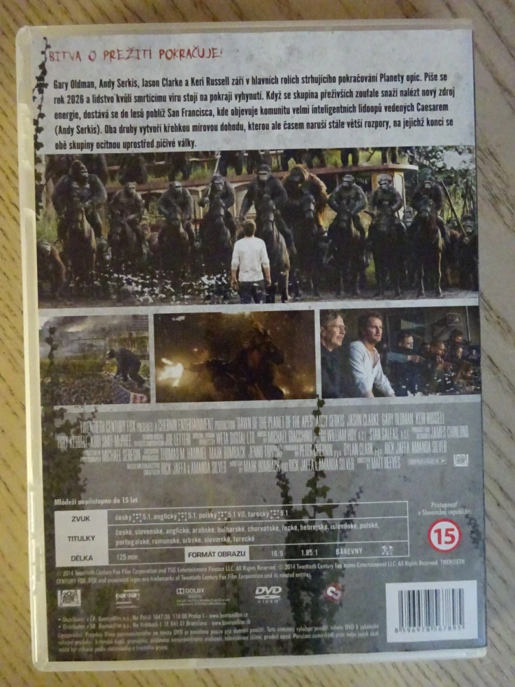 ÚSVIT PLANETY OPIC, J. CLARKE, A. SERKIS, DVD FILM