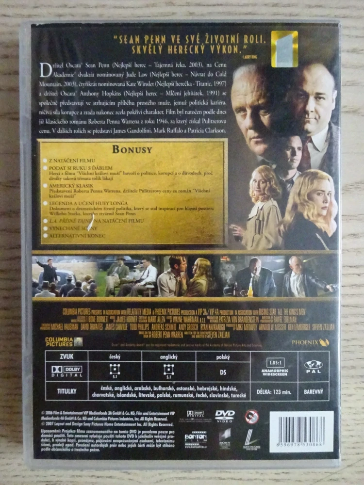 VŠICHNI KRÁLOVI MUŽI, K. WINSLET, P. CLARKSON, DVD FILM