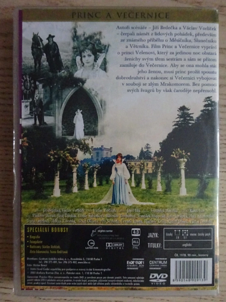 PRINC A VEČERNICE, L. ŠAFRÁNKOVÁ, V. MENŠÍK, DVD FILM POHÁDKA