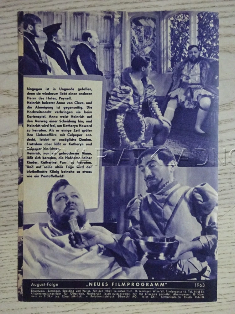 ŠEST ŽEN JINDŘICHA VIII., CH. LAUGHTON, NĚMECKY, BIO PROGRAM