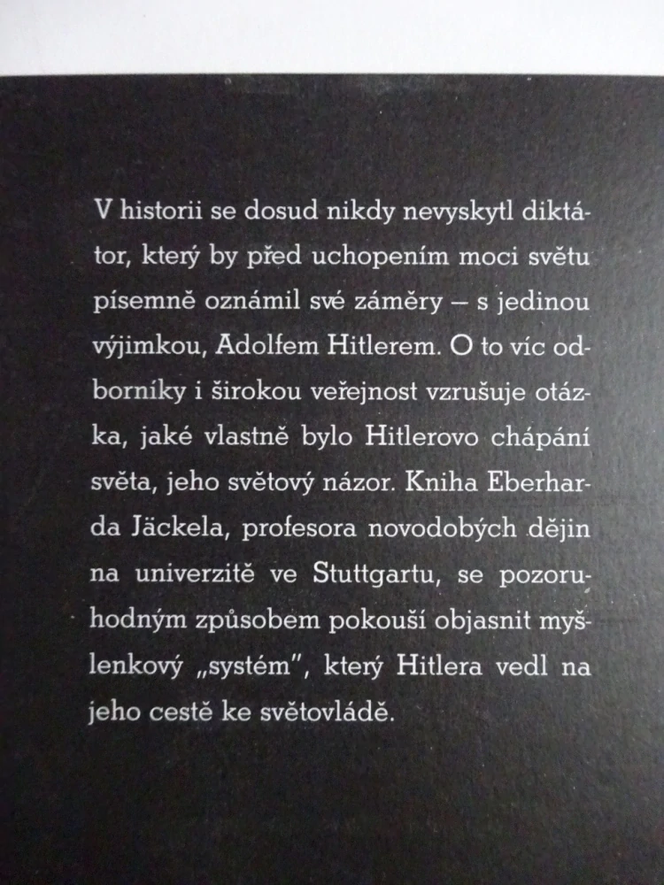 HITLERŮV SVĚTOVÝ NÁZOR, EBERHARD JÄCKEL, **an