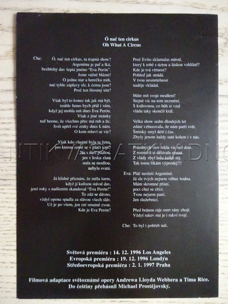 EVITA, MADONNA, A. BANDERAS, FILMOVÝ LETÁK