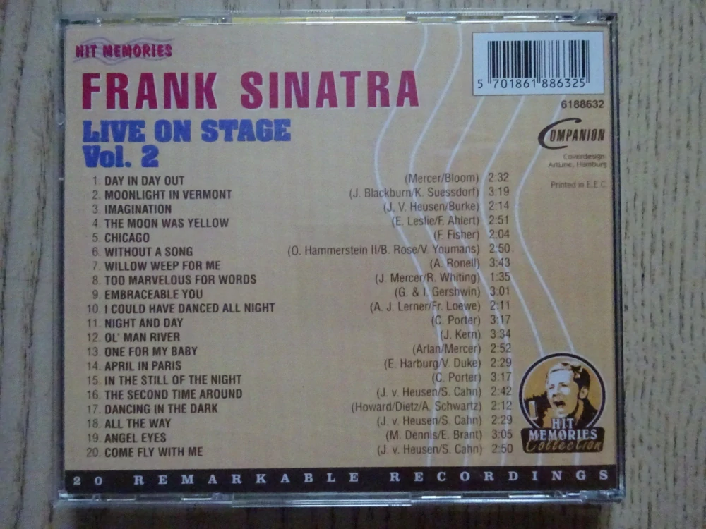 FRANK SINATRA, LIVE ON STAGE VOL. 2, CD HUDBA