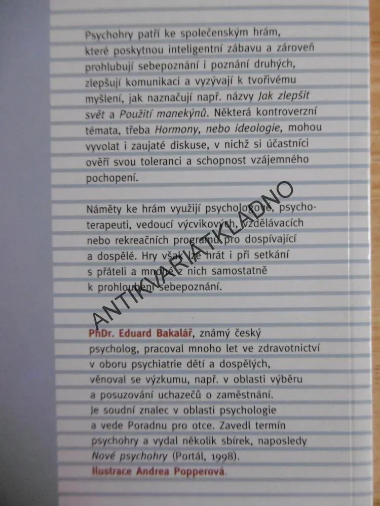 PŘEDPOSLEDNÍ PSYCHOHRY, BAKALÁŘ, HRY PRO ROZVOJ OSOBNOSTI