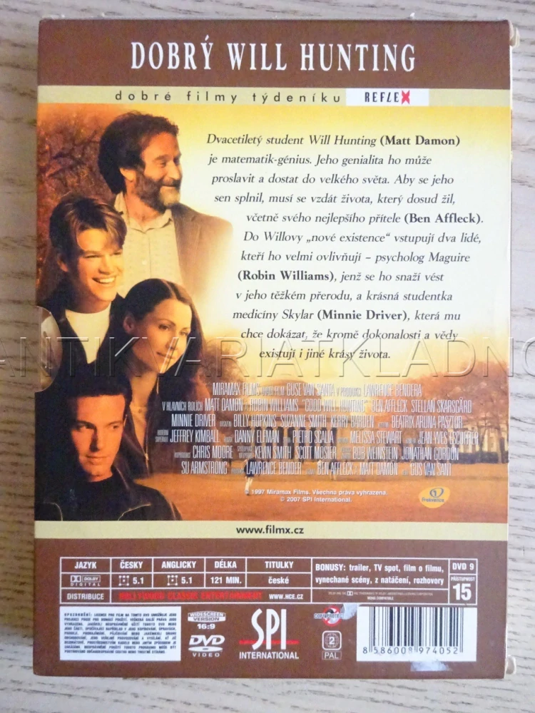DOBRÝ WILL HUNTING, M. DAMON, R. WILLIAMS, DVD FILM