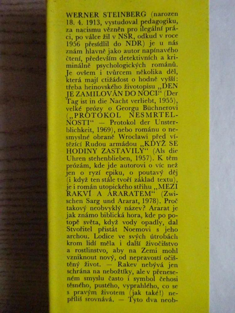 MEZI RAKVÍ A ARARATEM, WERNER STEINBERG, **an