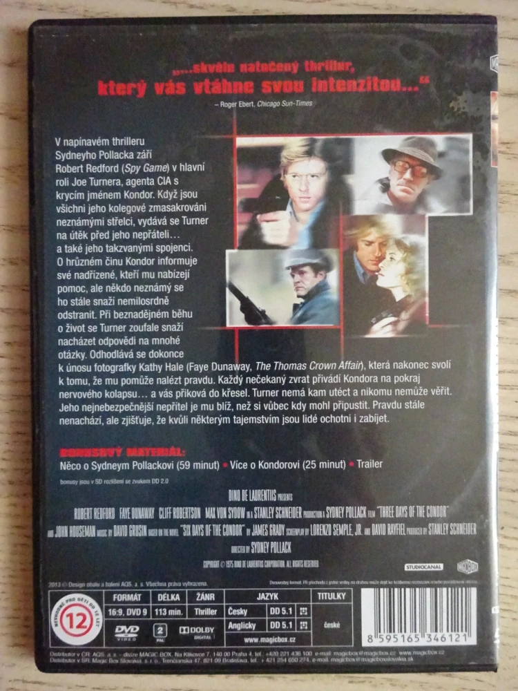 TŘI DNY KONDORA, DVD FILM