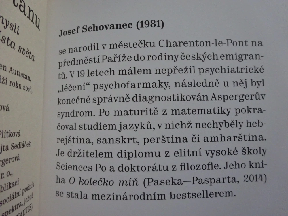 VÍTEJTE V AUTISTÁNU, JOSEF SCHOVANEC, **an