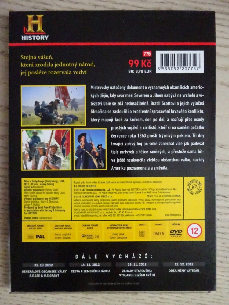 BITVA U GETTYSBURGU, DVD FILM