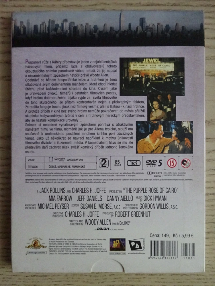 PURPUROVÁ RŮŽE Z KÁHIRY, W. ALLEN, DVD FILM