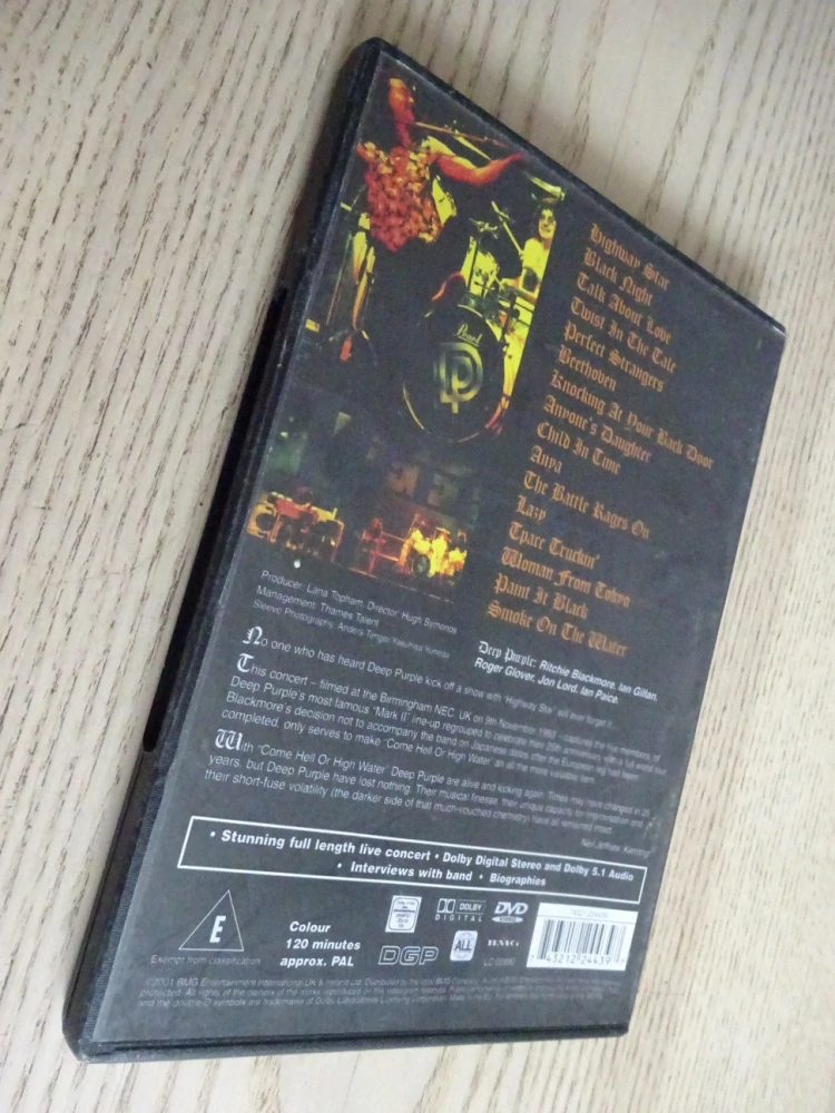 DEEP PURPLE, COME HELL OR HIGH WATER, DVD HUDBA