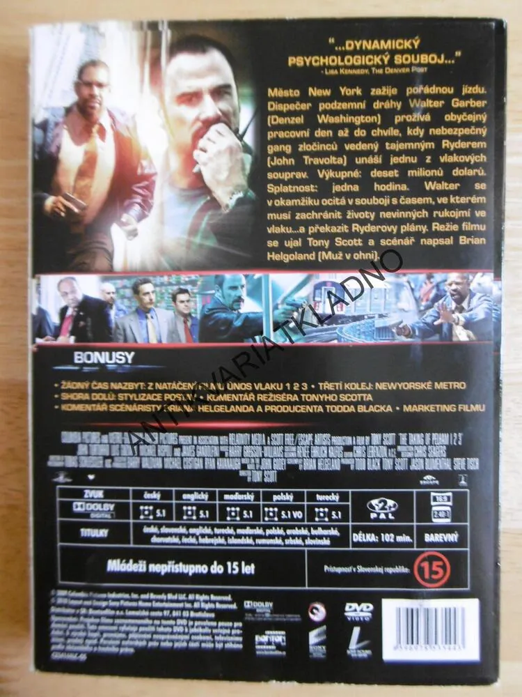 ÚNOS VLAKU PELHAM 123, DVD FILM 