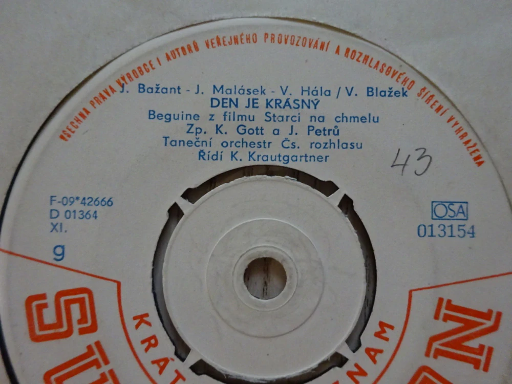 KAREL GOTT, DEN JE KRÁSNÝ, ŽIVOT JE BÍLÝ DŮM, MALÁ DESKA