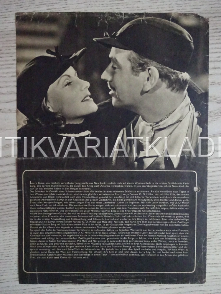 TWO FACED WOMAN, GRETA GARBO, MELVYN DOUGLAS, NĚMECKY, BIO PROGRAM 236