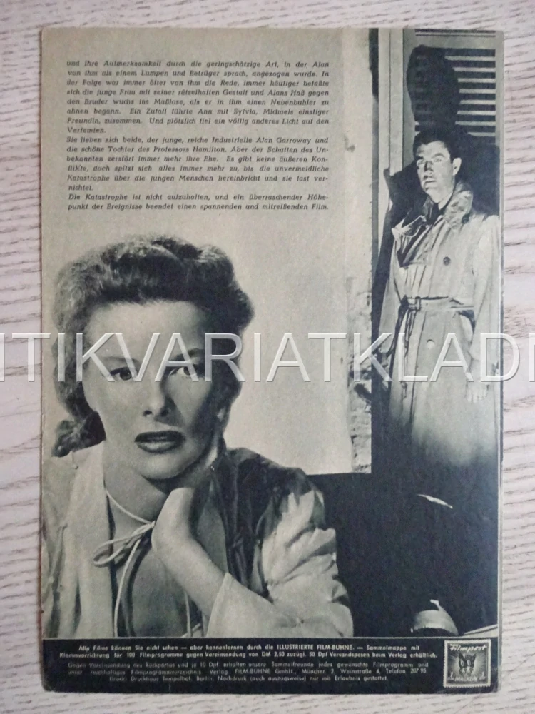 UNDERCURRENT, KATHARINE HEPBURN, NĚMECKY, BIO PROGRAM 531