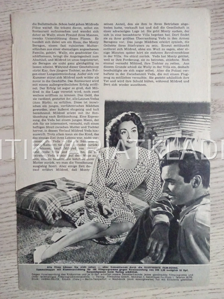 MILDRED PIERCE, JOAN CRAWFORD, NĚMECKY, BIO PROGRAM 699