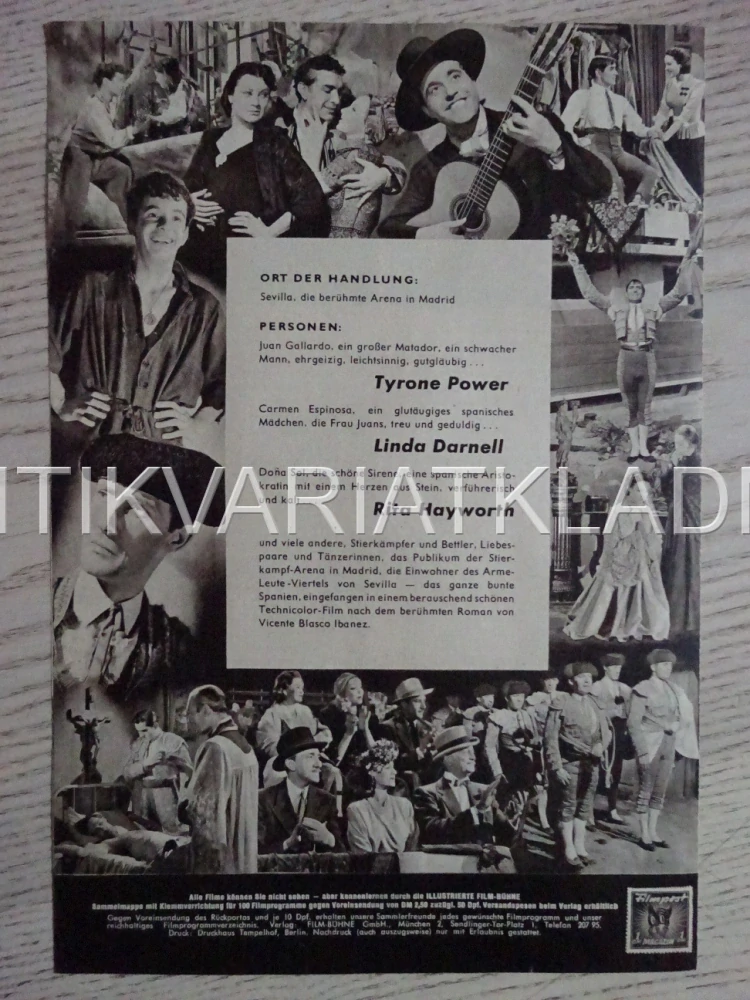 BLOOD AND SAND, TYRONE POWER, NĚMECKY, BIO PROGRAM 763