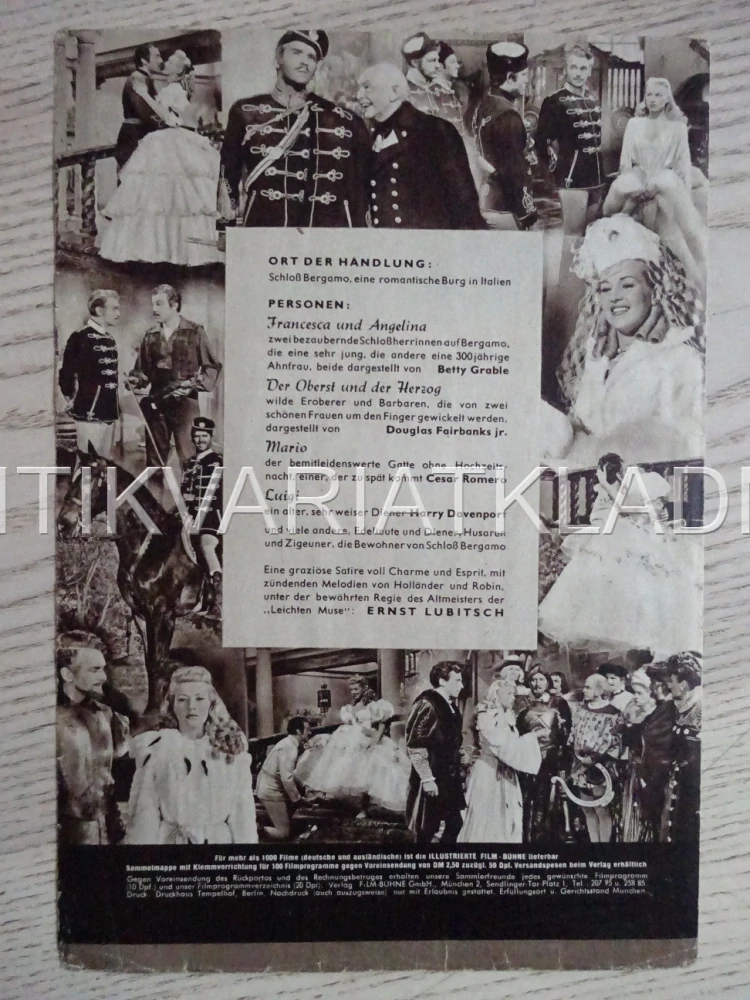 THAT LADY IN ERMINE, BETTY GRABLE, DOUGLAS FAIRBANKS JR., NĚMECKY, BIO PROGRAM 819