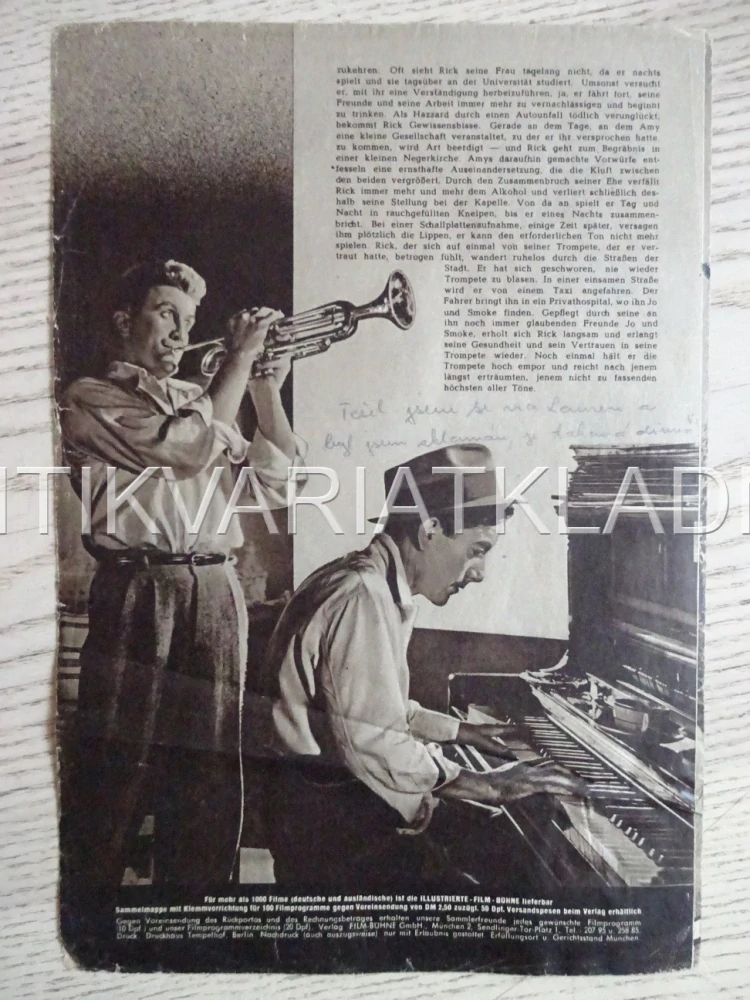 YOUNG MAN WITH A HORN, KIRK DOUGLAS, NĚMECKY, BIO PROGRAM 904