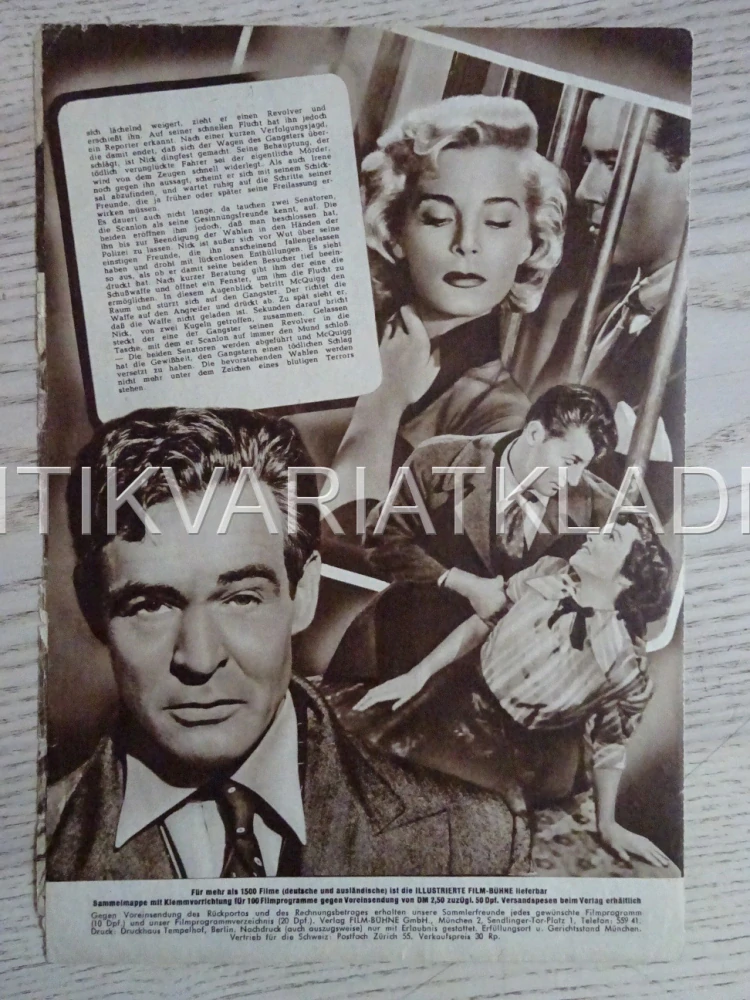 THE RACKET, ROBERT MITCHUM, ROBERT RYAN, NĚMECKY, BIO PROGRAM 1986