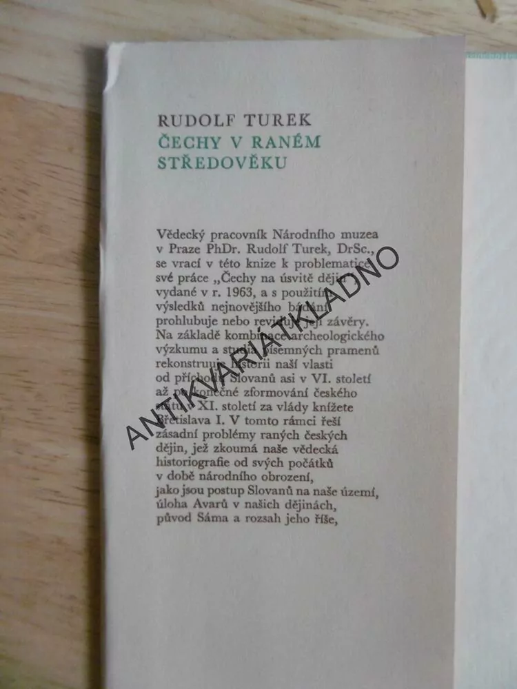ČECHY V RANÉM STŘEDOVĚKU, RUDOLF TUREK,