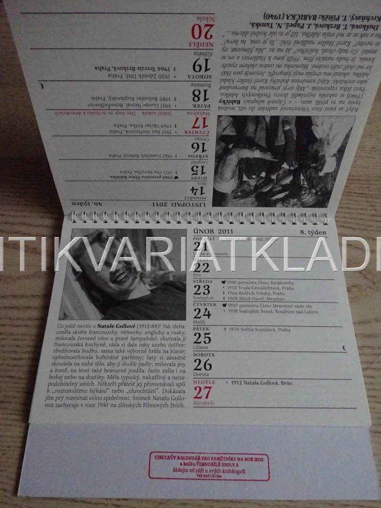 CIBULKŮV KALENDÁŘ PRO FILMOVÉ PAMĚTNÍKY 2011
